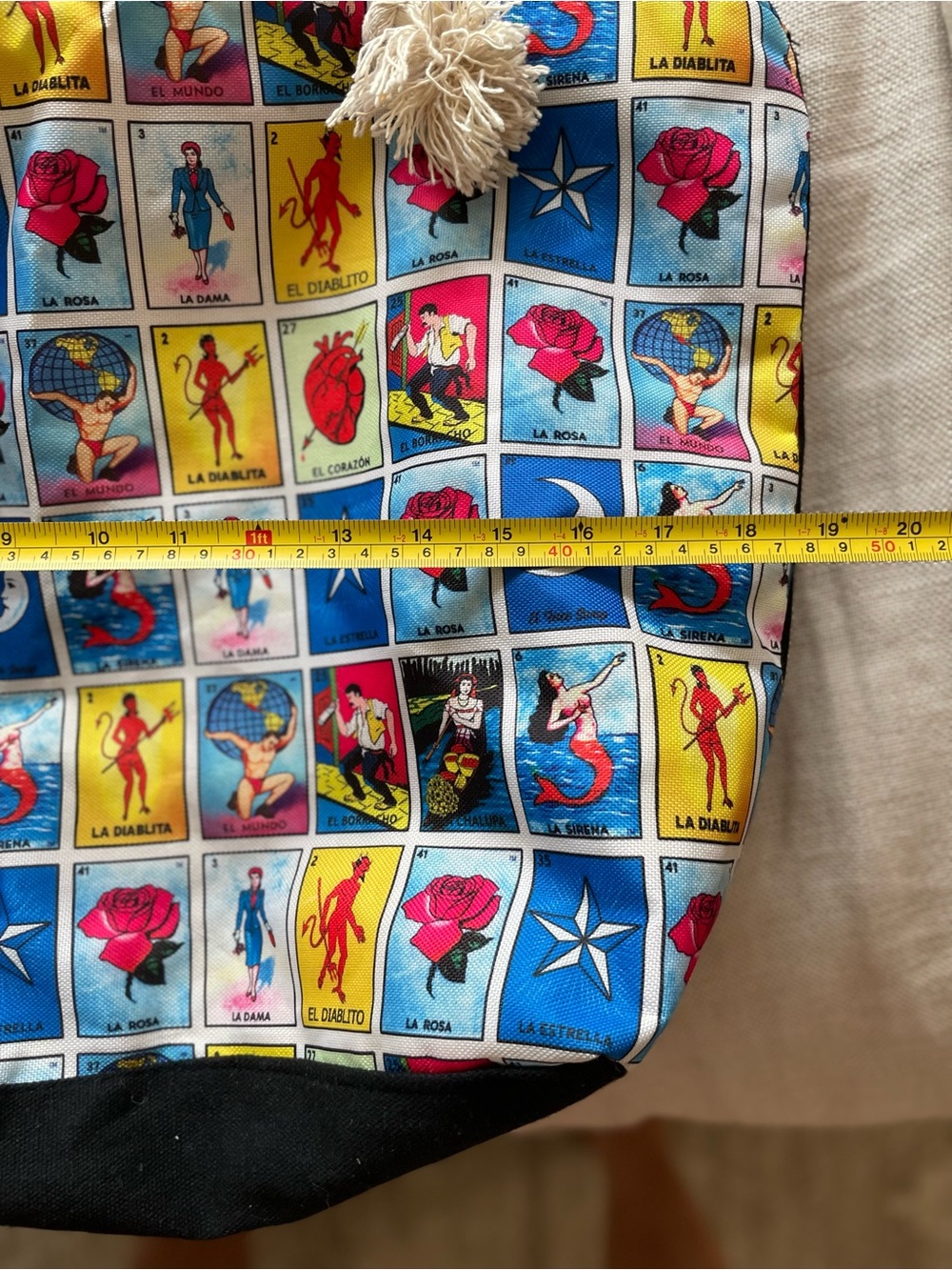 Loteria Canvas Rope-Handle Tote Bag in Multicolor #loteria #mexicanart - Picture 3 of 5